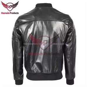 Blouson aviateur de moto en cuir véritable d'hiver de qualité supérieure pour hommes coupe-vent grande taille avec logo personnalisé disponible - Product Image 4