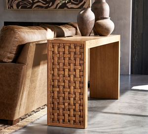 Haute qualité Design moderne bois massif acajou teck Suar rotin osier Table basse couleur naturelle pour hôtel Villa coussin 200801 - Product Image 4