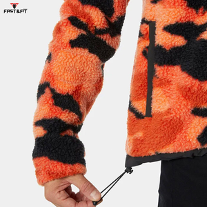 High Quality Coated <b>Camouflage</b> Custom Logo Oversized Spring Custom Design Printed Polyester Sherpa Fleece <b>Jacket</b> - Product Image 5
