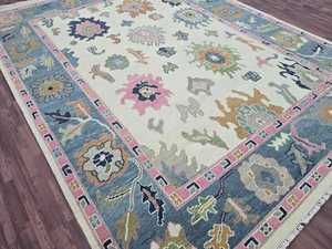 Tapis de soie en laine Oushak moderne noué à la main de haute qualité avec motif brodé abstrait pour la maison salon chambre - Product Image 5