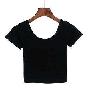 T-shirt graphique court personnalisé pour femmes Top court pour femmes en t-shirts multicolore en coton grande taille pour l'entraînement du yoga - Product Image 5