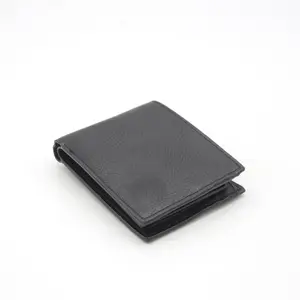 Изготовленный по индивидуальному заказу, Гладкий кожаный бумажник с 3 складками, черный кожаный кошелек из буйвола премиум-класса, антистатический кожаный кошелек