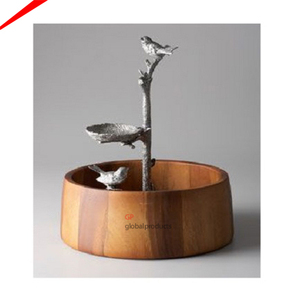 Bol de service noir en métal de qualité supérieure avec bol de service de vaisselle sur pied doré design - Product Image 6
