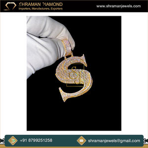 10,53 CTS 925 Plata de Ley Unisex personalizado Iced Out Baguette VVS bloque letras iniciales Moissanite diamante colgante para fiesta - Product Image 4