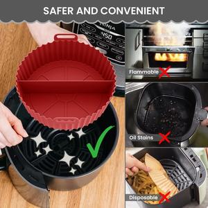 Superior Silicone Brilliant Reusable Silicone <b>Basket</b> <b>Tray</b> Round Air Fryer Liner Pot with Integrated Handles for Baking - Product Image 4