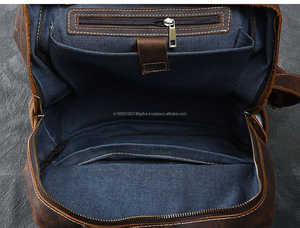 Mochila de cuero vintage con logotipo personalizado, bolsa de viaje de gran capacidad, para pasar la noche universitaria hecha a mano con cierre de cremallera - Product Image 5