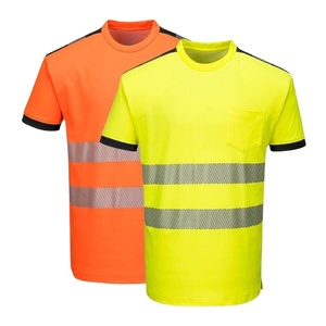 Chaleco de Seguridad con Logotipo Personalizable al por Mayor, Ropa de Trabajo Reflectante de Alta Visibilidad, Camiseta Impermeable de Poliéster y Algodón - Product Image 1
