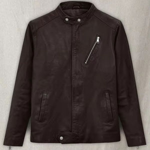 แจ็กเก็ตไบค์เกอร์หนังสลิมฟิตยอดนิยมของ2025สำหรับผู้ชายเครื่องแต่งกายแนวสตรีทสำหรับขี่มอเตอร์ไซค์มีสไตล์เหมาะสำหรับการสร้างแบรนด์ตามสั่ง - Product Image 1