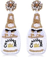 Boucles d'oreilles pendantes artisanales personnalisées à motif floral fantaisie, perles plaquées or, romantiques, ethniques, en perles de rocaille, cadeau de mariage pour femme