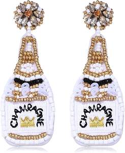 Custom Handmade Beaded Drop <b>Earrings</b> with Gold Plating Romantic Seed Beads Wedding Party Gift for Women - Product Image 1