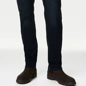 กางเกงยีนส์ผู้ชายสไตล์วินเทจฟอกสีแฟชั่นใหม่สีฟ้ากระดุมคริสตัลกางเกงดีไซน์เนอร์สไตล์พังค์ - Product Image 2