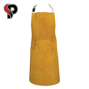 Best Quality Red Full Length Customized <b>Leather</b> Welding <b>Apron</b> Industrial Safety Highest Feature for Welder's Protection <b>Apron</b> - Product Image 2