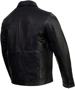 Veste en cuir de vache personnalisée 2025 pour hommes, veste de moto de haute qualité en cuir véritable, design sans col, veste pour hommes - Product Image 4