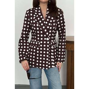 เสื้อแจ็คเก็ตเบลเซอร์ลายจุดสีน้ำตาล - สีน้ำตาล - Product Image 4