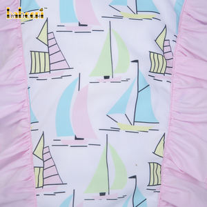 Conjunto de Traje de Baño para Bebés Niñas Babeeni, Estampado de Veleros, 100% Algodón Orgánico, Certificado OEKO-TEX, Venta al Por Mayor ODM, Mono de Manga Corta - Product Image 5