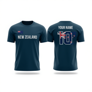 Set di Maglie da Calcio Ispirate alla Nuova Zelanda con Nome e Numero Personalizzabili, Maglie Blu Navy per Tifosi - Accessori Personalizzabili - Product Image 2