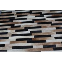 Tapis de salon en cuir à poils doux - Fait main, recyclé, jacquard abstrait, pelucheux, 5x7 pieds, pour la maison et le bureau