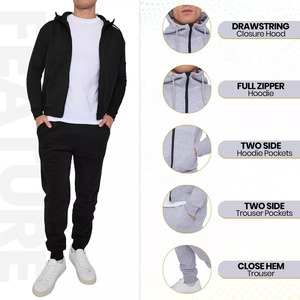 OEM de alta calidad con cremallera completa Sudadera con capucha y Jogger slim fit pantalón Sweatsuit Heavyweight hombres chándales - Product Image 1