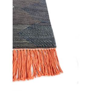 Tapis géométrique noué à la main en laine et soie de bambou Manchaha, 10 mm d'épaisseur, rectangulaire, pour salon, couloir - Les-1830 Gris & Noir - Product Image 4