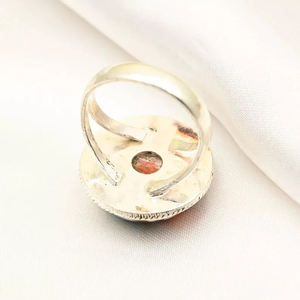 Hermoso anillo redondo bohemio de Plata de Ley 925 de 10mm, piedra preciosa turquesa de cobre de ostra Natural, joyería fina para fiesta de mujer - Product Image 4