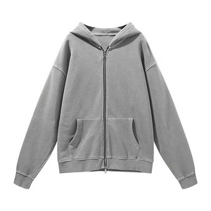 Vente en gros meilleur service OEM de sweat à capuche zippé avec logo personnalisé pour hommes, poids lourd, délavé à l'acide sweat à capuche décontracté de haute qualité à vendre - Product Image 1