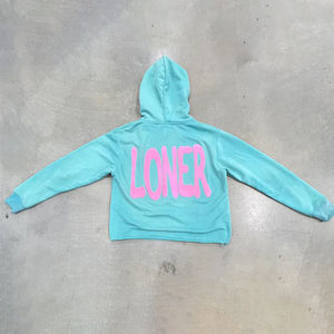 Sudadera con capucha Unisex de gran tamaño con capucha suelta gruesa para otoño e invierno con estampado reflectante de letras personalizadas de gama alta - Product Image 2