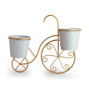 Metal Hanging Indoor Mount White Planter Stand with Round <b>Galvanized</b> <b>Bucket</b> Flower Pots & Planters pot with metal stand - Product Image 1