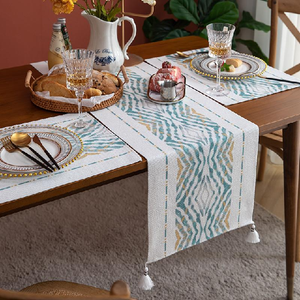 Solid Color 100% Organic Cotton Handmade Gots Certificate Dinning <b>Table</b> Decoration Customized Size Popular Tassel <b>Table</b> <b>Runners</b> - Product Image 2