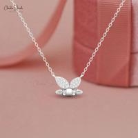 Collier de mariage délicat en forme d'abeille de haute qualité 0,12 ct, chaîne en or jaune massif 14 carats, bijoux sans nickel