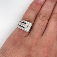 Bague pour homme en argent 925 semi-sertie, moissanite émeraude originale, pour anniversaires, mariages, fêtes, cadeau