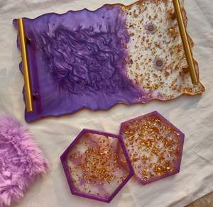 Plateaux en résine avec poignée en métal pour fête haut de gamme servant des événements festifs de mariage essentiels décoratifs pour la maison - Product Image 4