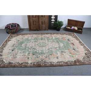 Vintage Turkish Rug, Large 5.9x9.1 ft (180x278 cm) Rug, <b>Brown</b> Patchwork <b>Wool</b> Rug - Product Image 3