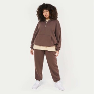 Vente en gros Sweats à capuche épais en polaire pour femmes Sweats à capuche surdimensionnés imprimés noirs pour femmes - Product Image 2
