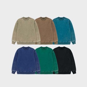 Sweat-shirts décontractés de haute qualité à manches longues 380GSM poids lourd Streetwear Basics Acid Wash Vêtements pour hommes 100% coton - Product Image 2