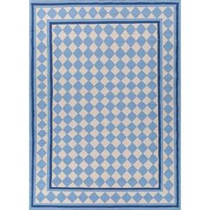 พรมขนสัตว์ทอลายเรียบสีน้ำเงินอัลฮัมบรา ลายเรขาคณิตสำหรับตกแต่งบ้าน-PDWL-7064 - Product Image 1