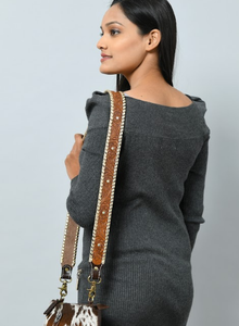 Gold Metallic Leather <b>Braiding</b> Sued Lining Trendy Bag Straps for Crossbody Bags with Better Grip - Product Image 5