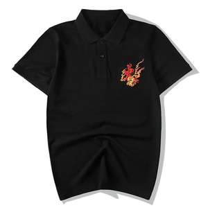 Polo Bordado Fire Phoenix para Hombre, Camiseta Polo para Verano, Estampado Abstracto de Triángulos, Transpirable, de Algodón y Lona, Color Sólido - Product Image 2