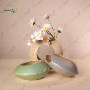 Vase de table en bambou fait main, personnalisable, enroulé, style Art déco, matériau naturel, écologique et durable, décoratif - Product Image 1