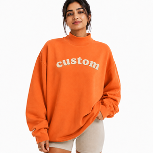 Sudadera Oversize de Cuello Alto para Mujer, de Algodón y Felpa, Corte Holgado, Manga Larga, Proveedor Mayorista de Fábrica ODM - Product Image 1
