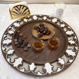 Bandeja con incrustaciones de madreperla de estilo árabe Premium para Eid Mubarak y Ramadán, chocolates ideales para servir frutas secas, dulces festivos - Product Image 4
