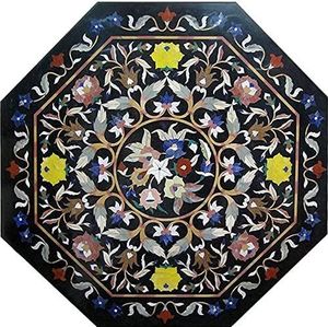 Table basse incrustée de marbre Meubles de salon durables Pièce maîtresse de table GemHaven pour la maison Style traditionnel Pierre Couture - Product Image 3