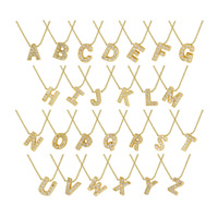 Vente chaude Plaqué Or Ice Out Zircon Plein Diamant Pendentif 26 Anglais Lettre Alphabet Initiale Charme Collier pour les Femmes