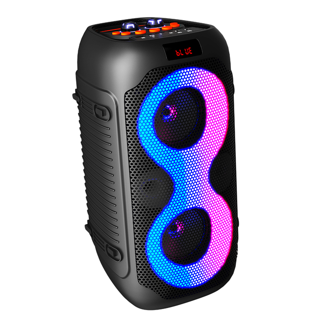 Hot Sales Dual 2*4 Inch Portable Bluetooth Speaker Karaoke DJ Party Speaker with Wireless Microphone and LED Screen