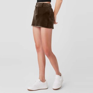 กระโปรงสั้นผ้าลูกฟูกลำลองสำหรับผู้หญิง-กระโปรงทรงเอเข้ารูปมีกระเป๋าเหมาะสำหรับชุดฤดูใบไม้ร่วงและฤดูหนาว - Product Image 3