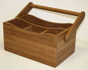 Handcrafted Bamboo <b>Wooden</b> <b>Garden</b> Tool Caddy with Handle and Multiple Compartments from Vietnam - Product Image 2