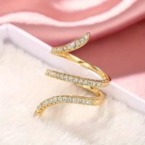 Anillo Geométrico de Oro Blanco, Amarillo y Rosa con Diamante Cultivado en Laboratorio VVS1, Diseño Serpiente Delicado, para Mujer, Regalo de Promesa, Venta al Por Mayor - Product Image 4