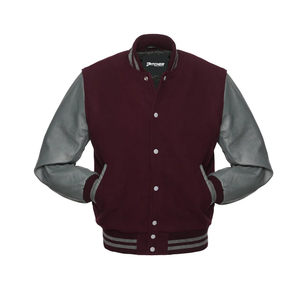 Veste universitaire pour homme de qualité supérieure, sur mesure, en tissu de laine, manches en cuir, logo brodé, veste de baseball universitaire, vente en gros - Product Image 5