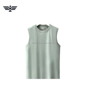 Wholesale Factory Customizable Mens Plain Sleeveless Tank <b>Top</b> Soft Cotton Breathable Sporty Gym Vest Casual Summer Front - Product Image 4