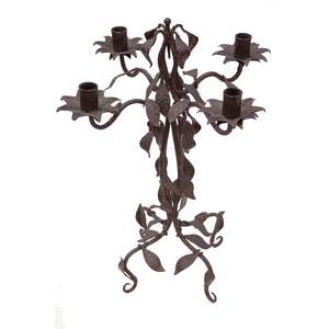 Candélabre antique en fer forgé à 4 branches, porte-bougie rustique en métal, fait à la main, en fer forgé, centre de table, porte-bougie - Product Image 1