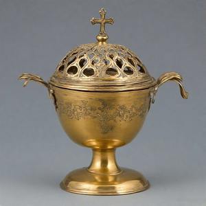 Soporte de incienso Angelic Touch, incensario colgante de latón ligero, quemador de incienso de Iglesia Vintage para ambiente ceremonial y espiritual - Product Image 1